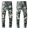 heren denim jeans zwarte gescheurde broek mode skinny kapotte stijl fiets motorfiets rock revival jean