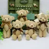 12 pcs / lote gravata borboleta 13 cm mini bonecas urso brinquedos pelúcia, meninas presente de aniversário pequeno pingente, bichos de pelúcia 210728