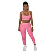 Kadın Eşofman Katı Renk 2 Parça Set Süper Elastik Ananas Kumaş Yelek Pantolon Ekleme Yoga Kıyafetler Spor Giyim Bayanlar Sportwear 2021
