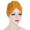 Twisted Muslim Turban Cap Women Solid Color Headwraps Bonnet Africain Female India Hat Hair Loss Chemo Pleated Beanie/Skull Caps Oliv22