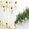 Sunflower Embroidery Kids Curtain Tulle for Nursery School Window Panel Pastoral Sheer Voile for Living room Kitchen WP186&3 210712