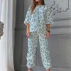 Fashion summer printed casual comfortable home pants sweat suit O-Neck print two piece set women sets womens outfit 210508