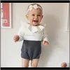 JumpsuitsRompers kläder Baby Maternity Drop Leverans 2021 Född Baby Stickade Rompers 2 Långärmad Solid Patchwork Ull Jumpsuit Kids Onesie