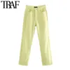 TRAF Women Chic Fashion High Waist Straight-Leg Jeans Pants Vintage Buttons Fly Pockets Female Ankle Trousers Mujer 210415