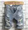 Herren Jeans Männer hellblau Denim Shorts Löcher Kurz Sommer Baumwolle Jean hochwertige Straight Jeans1