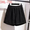 Kvinnors shorts 2021 Ladies Autumn Winter Plus Size For Women Stor Casual Loose Svart Sequin Wide Leg 3XL 4XL 5XL 6XL 7XL