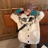 Giacche da donna Cardigan vintage Cappotto da donna invernale allentato Giacca in peluche casual carino dolce 2022 Bottone lavorato a maglia taglie forti