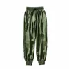 Sommar Satin Cargo Byxor Kvinnor Europa Lossa Casual Sport Kvinnor Joggare StreetWear Cargo Byxor Kvinnor 210419