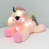 40 cm Kleurrijke LED Unicorn Knuffels Gloeiende Gevulde Dieren Paard Speelgoed Leuke Verlichting Pony Pop Kids Meisjes Kerstmis Birthday Geschenken 745 X2