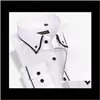 Mens Double Collar Design Solid Long Sleeve Men Dress Slim Fit Buttondown White Office Smart Casual Male Work Shirts 9W1Vu Svzry