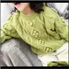 Suéteres roupas bebê maternidade entrega 2021 poms mola mola de malha com capuz meninos meninas criança sólida camisola artesanal bebê pulôver