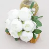 7 cabeças artificiais peônia flor simulação camellia seda chá rosa para DIY Home Jardim casamento decoração