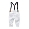 2021 Baby Clothing Set Bow Tie red stripe cotton Shirt + Overalls 2PCS Outfits Suit Toddler Boy Clothes