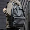 Mochila de couro Mochila de couro preto para adolescente meninos 15,6 polegadas mochilas portátil mochila masculina alta qualidade 202211