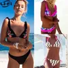 Li-Fi Brazylijski Bikini Zestaw Kobiety String Swimwear Sexy Lato Wzburzyć Back Swimming Suit Bather Biquini Maillot 210621