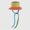 Damskie Multicolour Reversible Canvas Bucket Hat Projektanci Mody Czapki Kapelusze Mężczyźni Lato Dopasowany Rybak Plaża Czapka Słońca Casquette