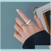 Cluster Jewelryminimalism Gold Color Round Geometric Finger Rings Set For Women Classic Circle Open Joint Female Jewelry Drop Delivery 2021