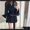 Wollmischungen Oberbekleidung Mäntel Kleidung Bekleidung Damen Einfarbiger Mantel Herbst Winter Korean Chic Eleganter Gürtel Flare Sleeve Thi