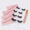 3D Faux Mink Eyelash Magic Eyeliner Glue Pen Kit de 4 pacote de cílios naturais macios Reutiliza cílios falsos reutilizados com delineadores auto-adesivos líquidos