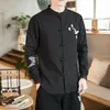 IEFB Chinesischen Stil Baumwolle Hanf Große Größe Hemd Männer Casual Tang-anzug Kranich Bestickte Stehkragen Bluse 9Y6019 210524