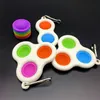 DHL Regenbogen-Schlüsselanhänger Pandents Pop It Zappelspielzeug Sensorische Push-Blase Autismus Besondere Bedürfnisse Angst Stressabbau für Büro Fluoreszierender Bestand
