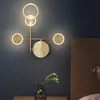 Lampy ścienne Artpad Nowoczesne miedziane światło LED Rotatable Bedside Black Gold Sconce 3 Dim do czytania schodów TV