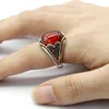 925 argent hommes rouge grenat pierre Vintage fait à la main turc anneau Rock bijoux cadeau de noël pour les femmes pierres précieuses