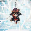 새로운 Konosuba 열쇠 고리 여자 Anime Megumin Aqua Darkness Yunyun Kazuma Arcylic 열쇠 고리 쥬얼리 For Kids Gifts Metal Chaveio