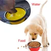 Utomhus prylar Collapsible Pet Feeding Bowl Travel Dog Cat Foldbar Pop Up Compact Silicone Dish Feeder Food Container 300pcs9696901