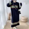 Повседневные платья Wavsiyier Sweater Платье Женское корейское негабаритное винтажное зимнее зимнее элегантное пуловер.