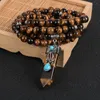 Reiki Hexagonal Natural Stone Pendant Necklace For Men Women 8mm 108 Mala Beads Long Male Rosary Jewelry Necklaces243h