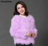 Harppihop 13 colors fashion sexy Ostrich wool turkey fur women coat feather short plus size jacket winter festival long sleeve 211122