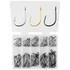 Hameçons de pêche 100 pièces #3-#12 ensemble en acier au carbone simple cercle hameçon Jip barbelé carpe mer attirail accessoires