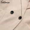 Tataria Plus Size Wollmischung Mantel für Frauen Winter Lange Mäntel Weiblich Elegant Umlegekragen Outwear Jacke Lose Warm 210514