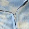 Kvinnor Gradient Tie-Dye Zipper Hooded Beskuren Cardigan Sweater Vintage Stickad Exposed Navel Short Knitwear Långärmad Jumper 210429