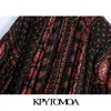 Женская мода с пуговицами Paisley Print Мини-платье Puff Weale Eyalstic талия женские платья Vestidos 210420