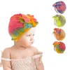 Baby Tie-Dye Turban Cap India's Hat Bowknot Hoofdbanden Elasticiteit Headwraps Stretchy Hair Bands Kinderen Meisjes Mode Haren Accessoires WMQ1250