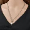 Naszyjniki wiszące kobiety moda srebrna blokada kolorów vintage prosty asymetryczny łańcuch dla damskich biżuterii na imprezę Prezent