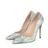 Marbling Women Pumps Shoes Comfortable Pointy Toe Heels Green For Thin Heel Sexy Formal Ladies Office Dress