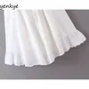 Fashion Women Sexy Off Shoulder White Lace Dress Romantic Lady Front Drawstring Bandage Short Sleeve A-line Mini Summer 210514