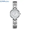 새로운 뜨거운 판매자 CRJU 패션 여성 시계 아날로그 디스플레이 스테인레스 스틸 우아한 쿼츠 시계 수명 방수 좋은 선물 레이디 시계 상자