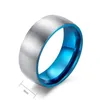 Anéis de casamento FntYcm 8 mm Mens Band Azul Preto Ouro Anel de Noivado de Aço Inoxidável para Homens Escovado Mate Tamanho 128762431