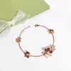 Fashion Simple Four Leaf Clover 3 Flowers Bracelet Link Bangle with Diamonds S925 Silver 18K Gold for WomenGirls Valentine039s8646173