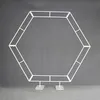 Dekorativa Blommor Kransar Jarown Smidesjärn Hexagonal Arch Frame Bröllop Steg Bakgrund Blomdekoration Hem Party Screen Decor