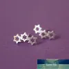 925 Sterling Silver Hollow Hexagram Star Hypoallergena Stud Örhängen för Kvinnor Ear Climber Celestial Födelsedaggåva S-E135