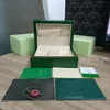 Hjd 2022 Luxury Green R boxes O Mens For Original L Inner E Outer X Woman's Watches Boxes Men Wristwatch Gift Certificate Bro256x