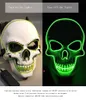 할로윈 LED 두개골 마스크 광선 무서운 El-Wire Skeleton 마스크 어린이를위한 성인 NewYear 나이트 클럽 가장 무도회 코스프레 의상 10pcs 무료 DHL HH21-532