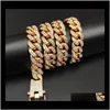 Tennis graderade halsband hängar smycken droppleverans 2021 12dot5mm miami kubansk länk kedja halsband armband set för mens b5681172
