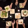 Assiettes à dîner écologiques de haute qualité, plat en bois jetable, plats en feuilles de palmier, assiette carrée biodégradable en feuille de palmier SN2343