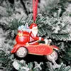 Juldekorationer 2021 Tree Santa Pendant DIY Ornament Resin målade på en motorcykel för heminredning